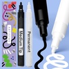 ARTISTRO 2 White Permanent Marker – Waterproof Markers for Tire, Fabric, Rocks, Glass, Ceramic, Wood, Paper – Oil Based Paint Pens – Extra-Fine Tip 0.7mm(Black & White)