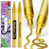 ARTISTRO 2 White Permanent Marker – Waterproof Markers for Tire, Fabric, Rocks, Glass, Ceramic, Wood, Paper – Oil Based Paint Pens – Extra-Fine Tip 0.7mm(Gold)