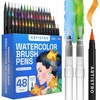 ARTISTRO 24 Watercolor Markers with Flexible Paint Brush Pens for Pros & Beginners – Consistent, Smooth, Bright, Washable, Non-Toxic, Ideal for Coloring, Calligraphy, & Manga(48)
