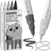 ARTISTRO 36 Mixed Colors Dual-Tip Acrylic Paint Marker Pens for Drawing(Gray Tones)