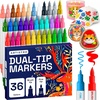 ARTISTRO 36 Mixed Colors Dual-Tip Acrylic Paint Marker Pens for Drawing(Mixed Colors)