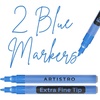 ARTISTRO Black Acrylic Paint Markers – 0.7mm Extra Fine-Tip – Set of 2(Blue)