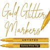 ARTISTRO Black Acrylic Paint Markers – 0.7mm Extra Fine-Tip – Set of 2(Glitter Gold)