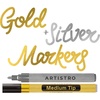 ARTISTRO Black Acrylic Paint Markers – 0.7mm Extra Fine-Tip – Set of 2(Gold & Silver)