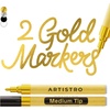 ARTISTRO Black Acrylic Paint Markers – 0.7mm Extra Fine-Tip – Set of 2(Gold)