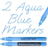 ARTISTRO Black Acrylic Paint Markers – 0.7mm Extra Fine-Tip – Set of 2(Light Blue)