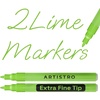 ARTISTRO Black Acrylic Paint Markers – 0.7mm Extra Fine-Tip – Set of 2(Light Green)