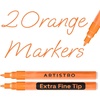 ARTISTRO Black Acrylic Paint Markers – 0.7mm Extra Fine-Tip – Set of 2(Orange)