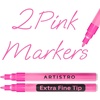 ARTISTRO Black Acrylic Paint Markers – 0.7mm Extra Fine-Tip – Set of 2(Pink)