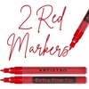 ARTISTRO Black Acrylic Paint Markers – 0.7mm Extra Fine-Tip – Set of 2(Red)