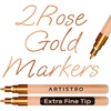 ARTISTRO Black Acrylic Paint Markers – 0.7mm Extra Fine-Tip – Set of 2(Rose Gold)