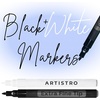 ARTISTRO Black Acrylic Paint Markers – 0.7mm Extra Fine-Tip – Set of 2(White & Black)