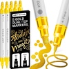 ARTISTRO Black Dual-Tip Acrylic Paint Marker Pens – Set of 5(Gold)