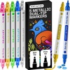ARTISTRO Black Dual-Tip Acrylic Paint Marker Pens – Set of 5(Metallic)