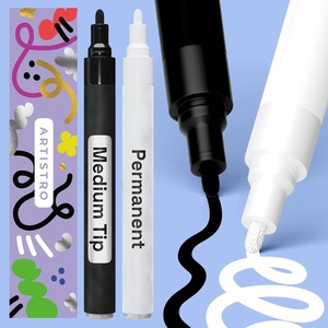 ARTISTRO 2 White Permanent Marker – Waterproof Markers for Tire, Fabric, Rocks, Glass, Ceramic, Wood, Paper – Oil Based Paint Pens – Extra-Fine Tip 0.7mm(Black & White)