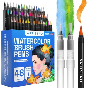 ARTISTRO 24 Watercolor Markers with Flexible Paint Brush Pens for Pros & Beginners – Consistent, Smooth, Bright, Washable, Non-Toxic, Ideal for Coloring, Calligraphy, & Manga(48)