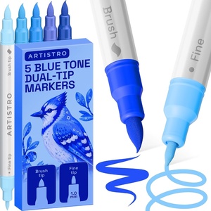 ARTISTRO 36 Mixed Colors Dual-Tip Acrylic Paint Marker Pens for Drawing(Blue Tones)