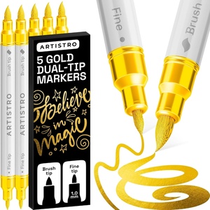 ARTISTRO 36 Mixed Colors Dual-Tip Acrylic Paint Marker Pens for Drawing(Gold)