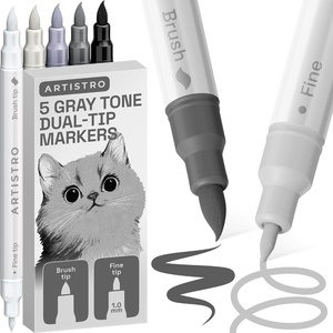 ARTISTRO 36 Mixed Colors Dual-Tip Acrylic Paint Marker Pens for Drawing(Gray Tones)