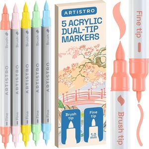 ARTISTRO 36 Mixed Colors Dual-Tip Acrylic Paint Marker Pens for Drawing(Pastel)