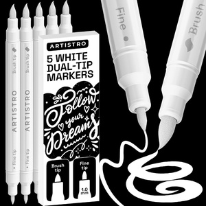 ARTISTRO 36 Mixed Colors Dual-Tip Acrylic Paint Marker Pens for Drawing(White)