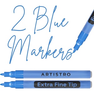 ARTISTRO Black Acrylic Paint Markers – 0.7mm Extra Fine-Tip – Set of 2(Blue)