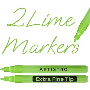 ARTISTRO Black Acrylic Paint Markers – 0.7mm Extra Fine-Tip – Set of 2(Light Green)