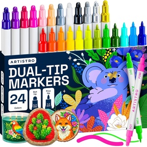 ARTISTRO Black Dual-Tip Acrylic Paint Marker Pens – Set of 5(Mixed Colors)