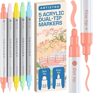 ARTISTRO Black Dual-Tip Acrylic Paint Marker Pens – Set of 5(Pastel)