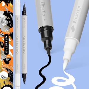 ARTISTRO Black Dual-Tip Acrylic Paint Pens – Set of 2(Black&White)