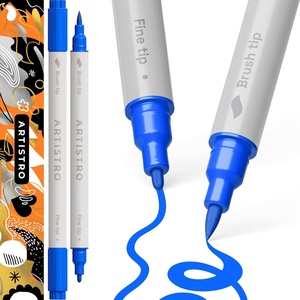 ARTISTRO Black Dual-Tip Acrylic Paint Pens – Set of 2(Blue)