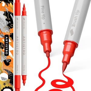 ARTISTRO Black Dual-Tip Acrylic Paint Pens – Set of 2(Red)