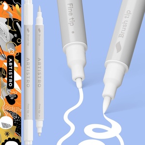 ARTISTRO Black Dual-Tip Acrylic Paint Pens – Set of 2(White)