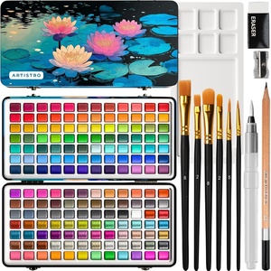 ARTISTRO Metallic Watercolor Paint Set with Palette & Brush Pens – 18 Color(168 colors Portable Travel Limited)
