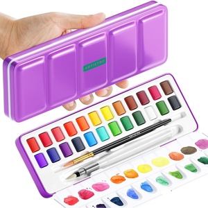 ARTISTRO Metallic Watercolor Paint Set with Palette & Brush Pens – 18 Color(24 colors Portable Travel)