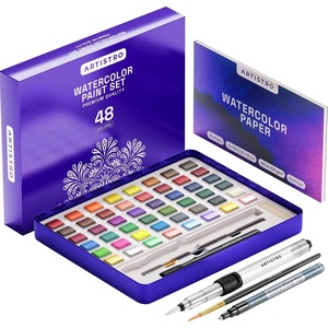 ARTISTRO Metallic Watercolor Paint Set with Palette & Brush Pens – 18 Color(48 colors Full Size)