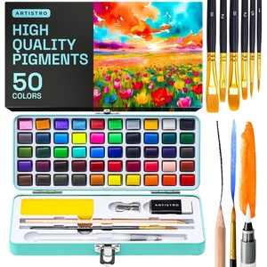 ARTISTRO Metallic Watercolor Paint Set with Palette & Brush Pens – 18 Color(50 Colors Portable Folded)