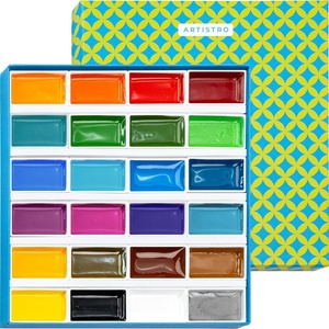 ARTISTRO Professional Watercolor Paint Set for Adults – 48 Pigment-Rich Colors, XL Pans, ASTM-I Lightfastness, High Tinting Strength Watercolor Set for Professionals made by professionals(24 Multicolors)